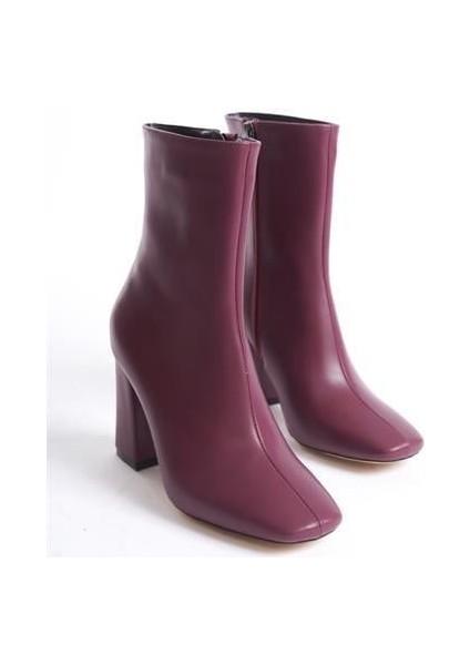 Kadın Tll Bordo Cilt Kalın Topuk Bot indirimleri