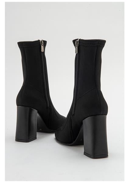 Kadın Brl Siyah Kalın Topuklu Fermuarlı Strech Bot