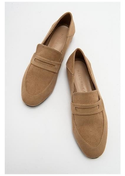 Kadın Orfe Bej Süet Loafer Ayakkabı modelleri