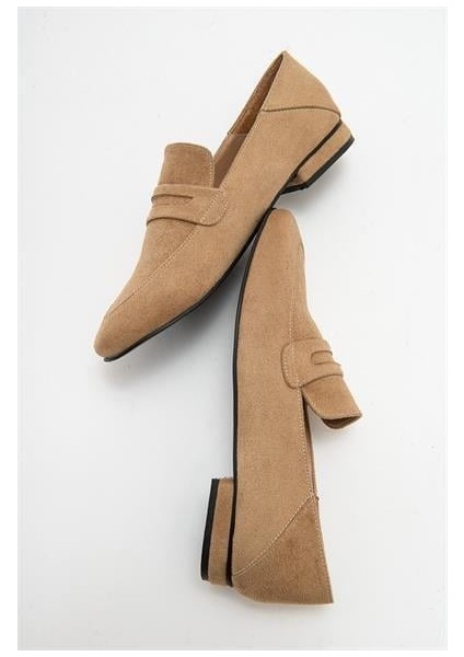 Kadın Orfe Bej Süet Loafer Ayakkabı fırsatları