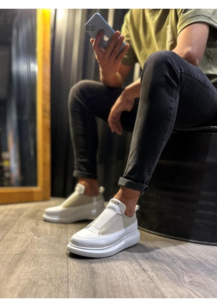 J911 Bağcıksız Lastikli Ortopedik Taban Günlük Erkek Spor Sneaker Ayakkabı Bt Beyaz fırsatları