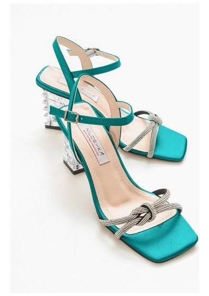 Kadın Fna Petrol Mavi Saten Sandalet