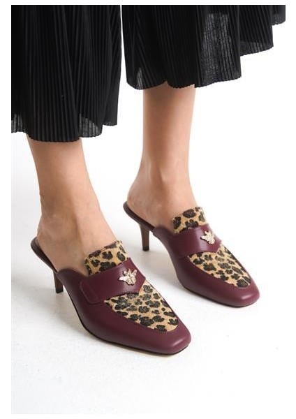 Kadın Ornll Leopar Desen Aksesuarlı Loafer Terlik fiyatları