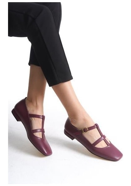 Kadın Fsta Bordo Cilt Tokalı Babet fiyatları