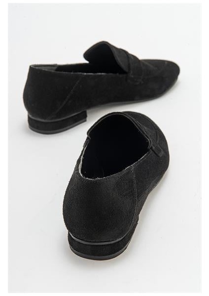 Kadın Orfe Siyah Süet Loafer Ayakkabı