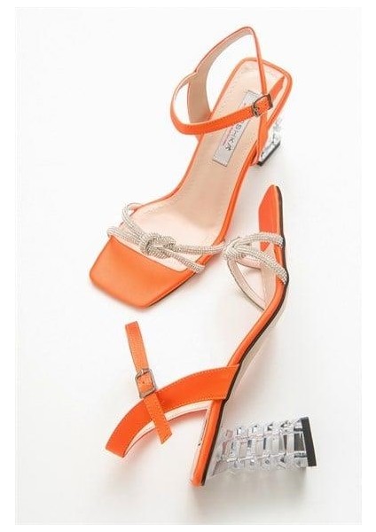 Kadın Fna Turuncu Saten Sandalet
