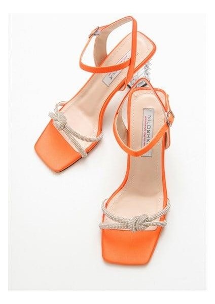 Kadın Fna Turuncu Saten Sandalet