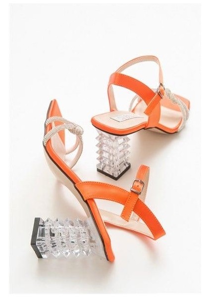 Kadın Fna Turuncu Saten Sandalet