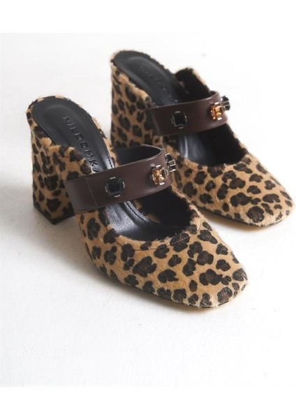 Kadın Tna Leopar Taşlı Terlik