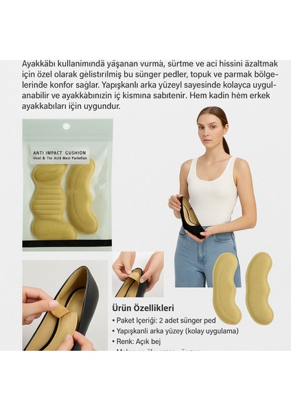 YAKUT-12198 Ayakkabı Topuk & Parmak Vurma Önleyici Sünger (2 Adet - Yapışkanlı