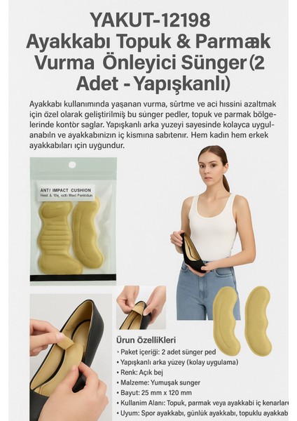 YAKUT-12198 Ayakkabı Topuk & Parmak Vurma Önleyici Sünger (2 Adet - Yapışkanlı fiyatları