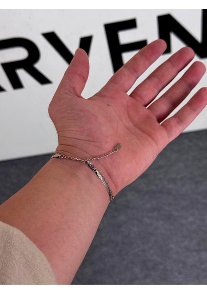 Silver Erkek Ikili Zincir Bileklik Kadın Paslanmaz Çelik Renk Atmaz Unısex Kararmaz Çelik Bileklik indirimleri