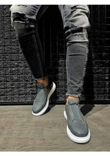 J911 Bağcıksız Lastikli Ortopedik Taban Günlük Erkek Spor Sneaker Ayakkabı Bt Gri fiyatları