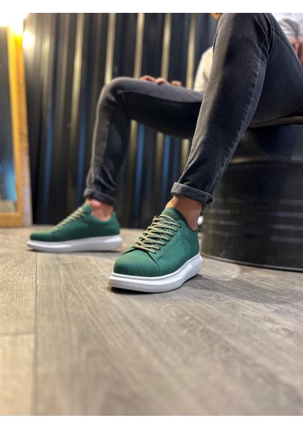 J045 Bağcıklı Ortopedik Taban Günlük Erkek Spor Sneaker Ayakkabı Bt Yeşil fiyatları