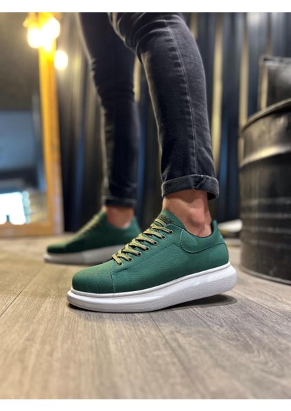 J045 Bağcıklı Ortopedik Taban Günlük Erkek Spor Sneaker Ayakkabı Bt Yeşil modelleri