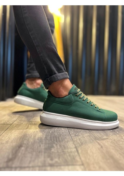 J045 Bağcıklı Ortopedik Taban Günlük Erkek Spor Sneaker Ayakkabı Bt Yeşil indirimleri