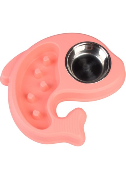 Pembe Balık Tasarımlı 29 cm Yavaş Yeme Mama ve Su Kabı