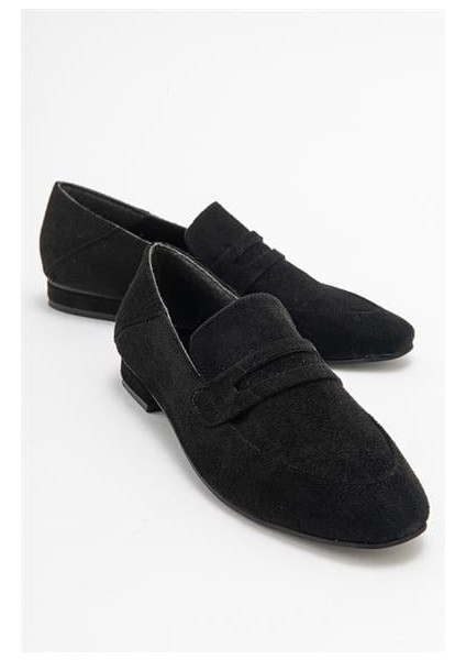 Kadın Orfe Siyah Süet Loafer Ayakkabı