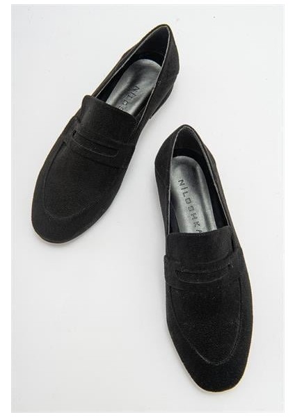 Kadın Orfe Siyah Süet Loafer Ayakkabı modelleri