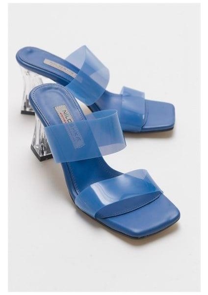 Kadın Opq Mavi Şeffaf Bantlı Terlik