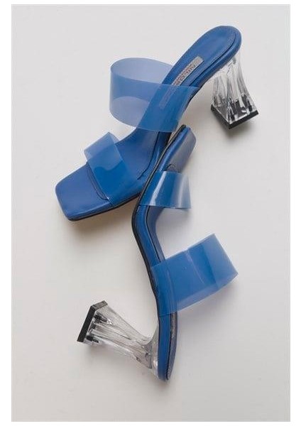 Kadın Opq Mavi Şeffaf Bantlı Terlik