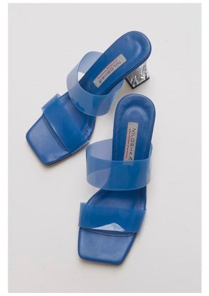 Kadın Opq Mavi Şeffaf Bantlı Terlik