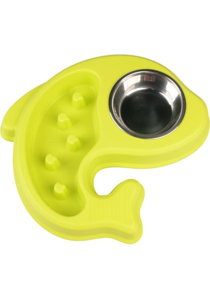 Yeşil Balık Desenli Yavaş Yeme Mama ve Su Kabı 29 cm