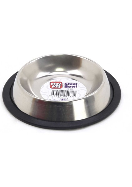 Gri 8oz Çelik Mama ve Su Kabı, Sağlam ve Şık Tasarım