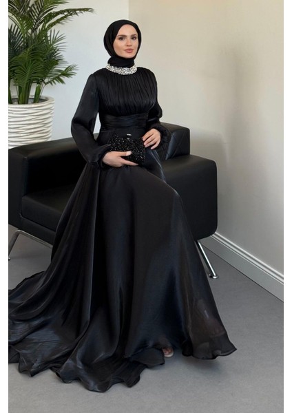 Talya Boynu Taşlı Abiye Siyah fiyatları