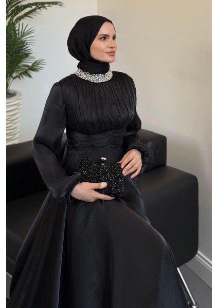 Talya Boynu Taşlı Abiye Siyah fırsatları