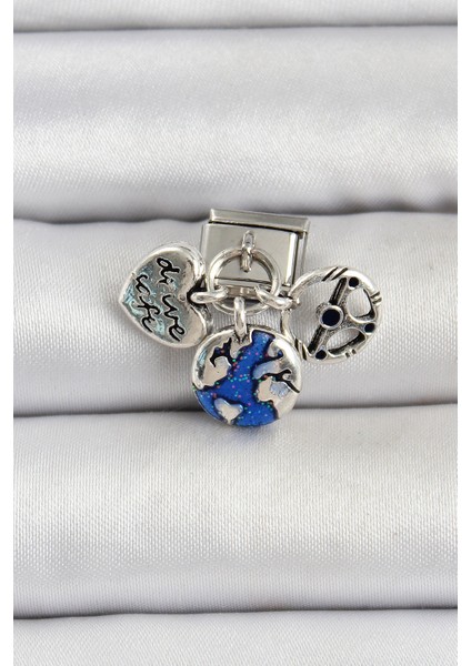 316L Çelik Gümüş Renk Travel Model Nomination Charm