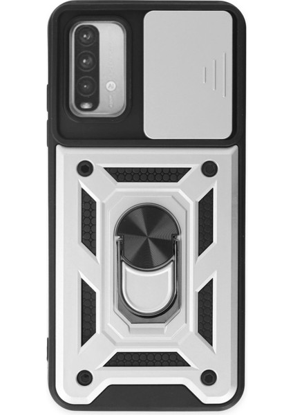 Xiaomi Redmi Note 9 4g Kılıf Pars Lens Yüzüklü Silikon - Gümüş Dpmah