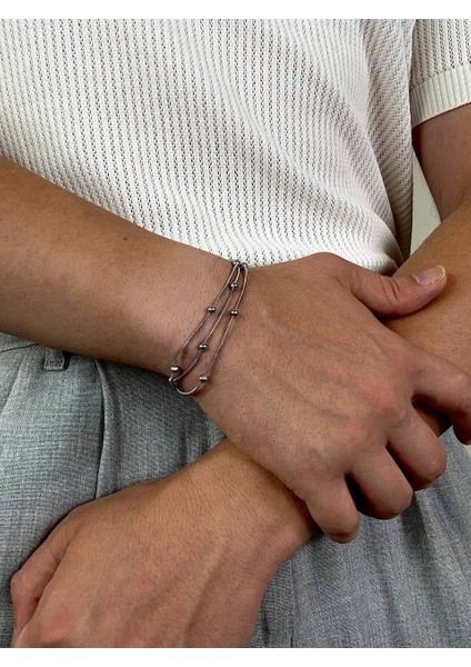 Silver Erkek Üçlü Zincir Bileklik Kadın Paslanmaz Çelik Renk Atmaz Unısex Kararmaz Çelik Bileklik modelleri