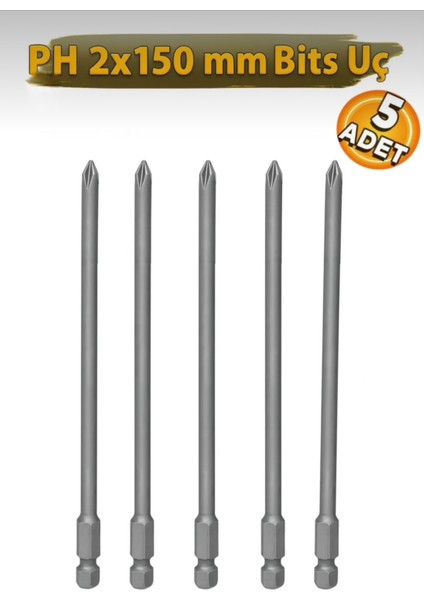 Yıldız Ph2 Bits Uç 150 mm Matkap Ucu (5 Adet)