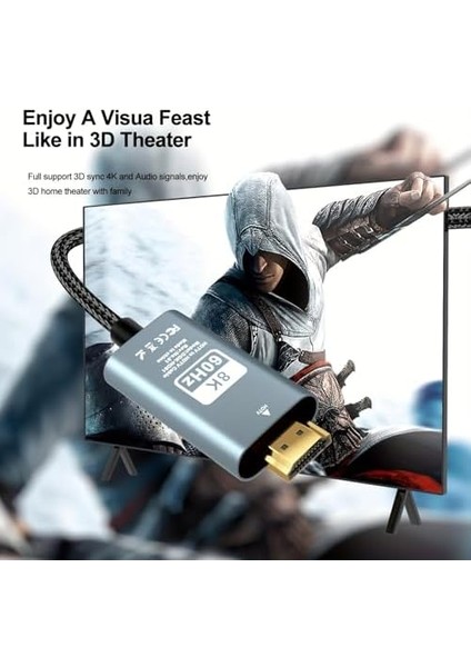 HDMI To HDMI Kablo, 8k 60Hz 200CM Yüksek Hızlı, HDMI Kablo 2 Metre Kablo Uzunluğu Vrr Tv/ps5/ps4/ Xbox Series X/monitör ile Uyumlu ZR860