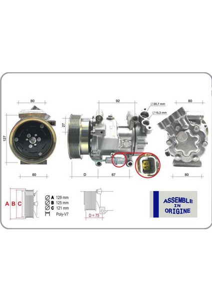 Klima Kompresörü Sifir Ürün Renault Clio Iii 04 12 Kangoo Ii 08 Modus 04 Micra Iii 03 10 Qashqai J10 06 13 1.5dci K9K 12V 6 Kanal 125MM -Mercedes Citan W415 12 Dpmah