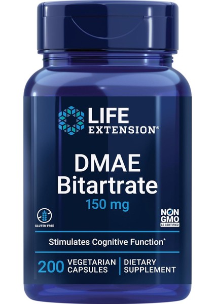 Extension Dmae Bitartrate, Supports Cognitive Neurotransmitter Production, 6-Month Supply, Gluten-Free, Non-Gmo, Vegetarian, 200 Capsules