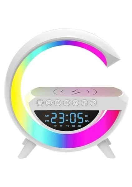 Kablosuz Şarj Istasyonu Speaker Özellikli LED Işıklı Fm Radyolu Harika Bluetooth Speaker iPhone Uyumlu ve Uyumlu Telefon Şarj Standı Bataryalı 22.5cm x 22.5cm B3401 (BT3401) fiyatları