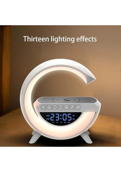 Kablosuz Şarj Istasyonu Speaker Özellikli LED Işıklı Fm Radyolu Harika Bluetooth Speaker iPhone Uyumlu ve Uyumlu Telefon Şarj Standı Bataryalı 22.5cm x 22.5cm B3401 (BT3401) modelleri