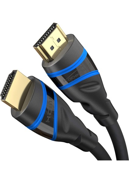 - 10K & 8k HDMI Kablosu, HDMI 2.1 B - 5m, 0,5-5m Arası Mevcut - Sertifikalı, Almanya Da Geliştirilmiş (Ultra Yüksek Hız Kablosu Pc, Ps5, Xbox, Monitör ve Tv Için - Siyah-Mavi)