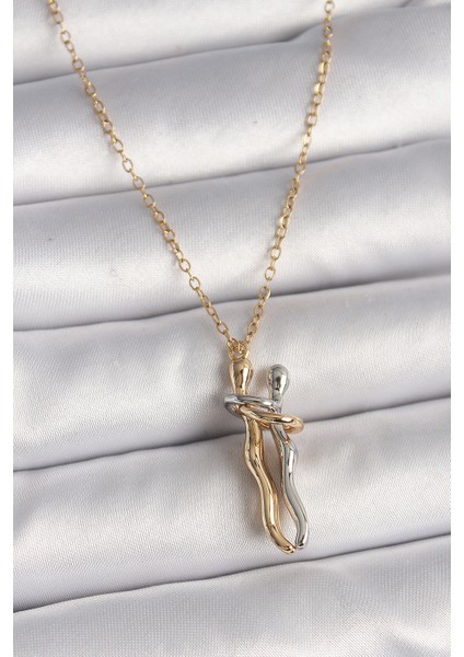 316L Çelik Gold Renk Zincir Renkli Sarılma Model Kadın Kolye