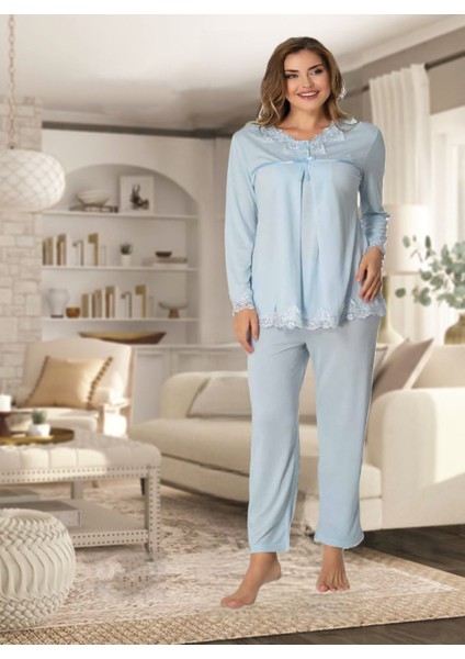 Dvina Effortt Lohusa Pijama Takımı Mavi - 7032
