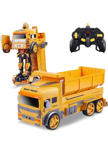 Çocuk R/c Uzaktan Kumandalı Sensörlü Şarjlı Robota Dönüşen Inşaat Kamyonu