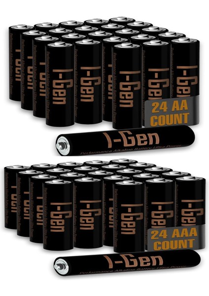 A175 Ultra Alkalin 24'lü Paket LR03 1.5V Aaa Ince Kalem Pil + 24'lü Paket Lr6 1.5V Aa Kalem Pil