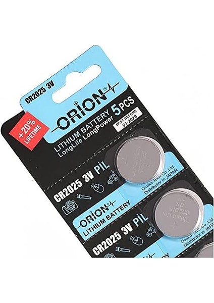 CR2025 3V Lityum Pil 5'li Paket