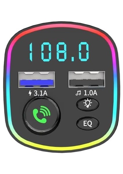 Rgb Renkli Fm Transmitter Mp3 Çalar Bluetooth 5.3 Çakmaklık Hızlı Şarj Aleti (Rgb LED Işıklı Bt 5.0) fiyatları