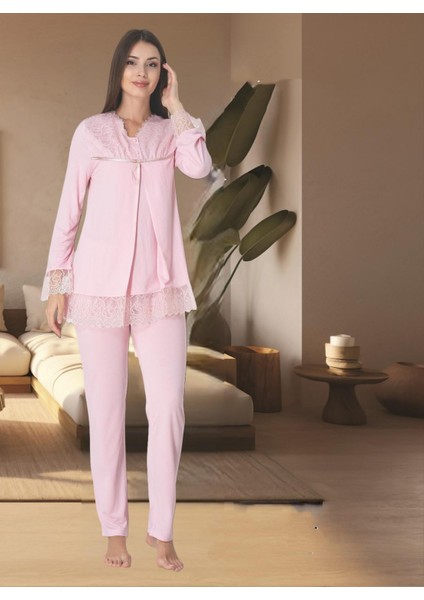 Dvina Effortt Lohusa Pijama Takımı Pembe - 7042