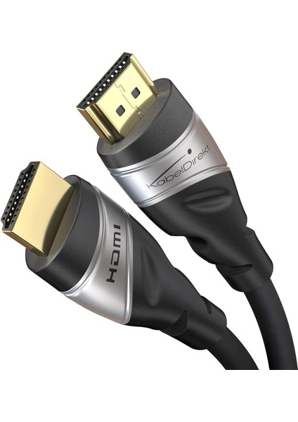 - 10K & 8k HDMI Kablosu, HDMI 2.1 B - 3m, 0,5-5m Arası Mevcut - Sertifikalı, Almanya Da Geliştirilmiş (Ultra Yüksek Hız Kablosu Pc, Ps5, Xbox, Monitör ve Tv Için - Siyah-Gümüş)