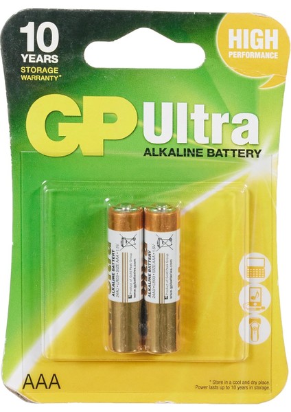 Batteries 24AU Ultra Alkalin LR03/E92/AAA Ince Kalem Pil, 1.5 Volt, 2'li Kart