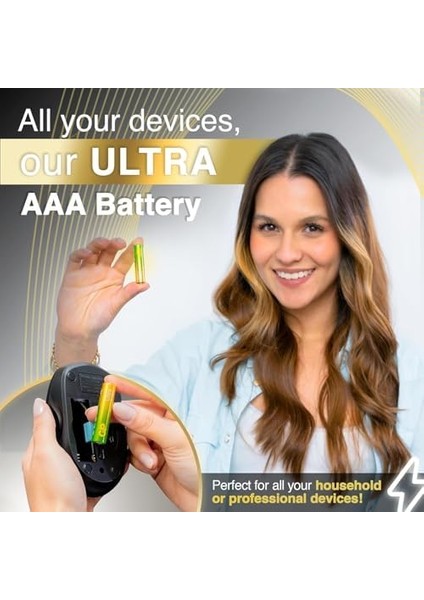 Batteries 24AU Ultra Alkalin LR03/E92/AAA Ince Kalem Pil, 1.5 Volt, 2'li Kart